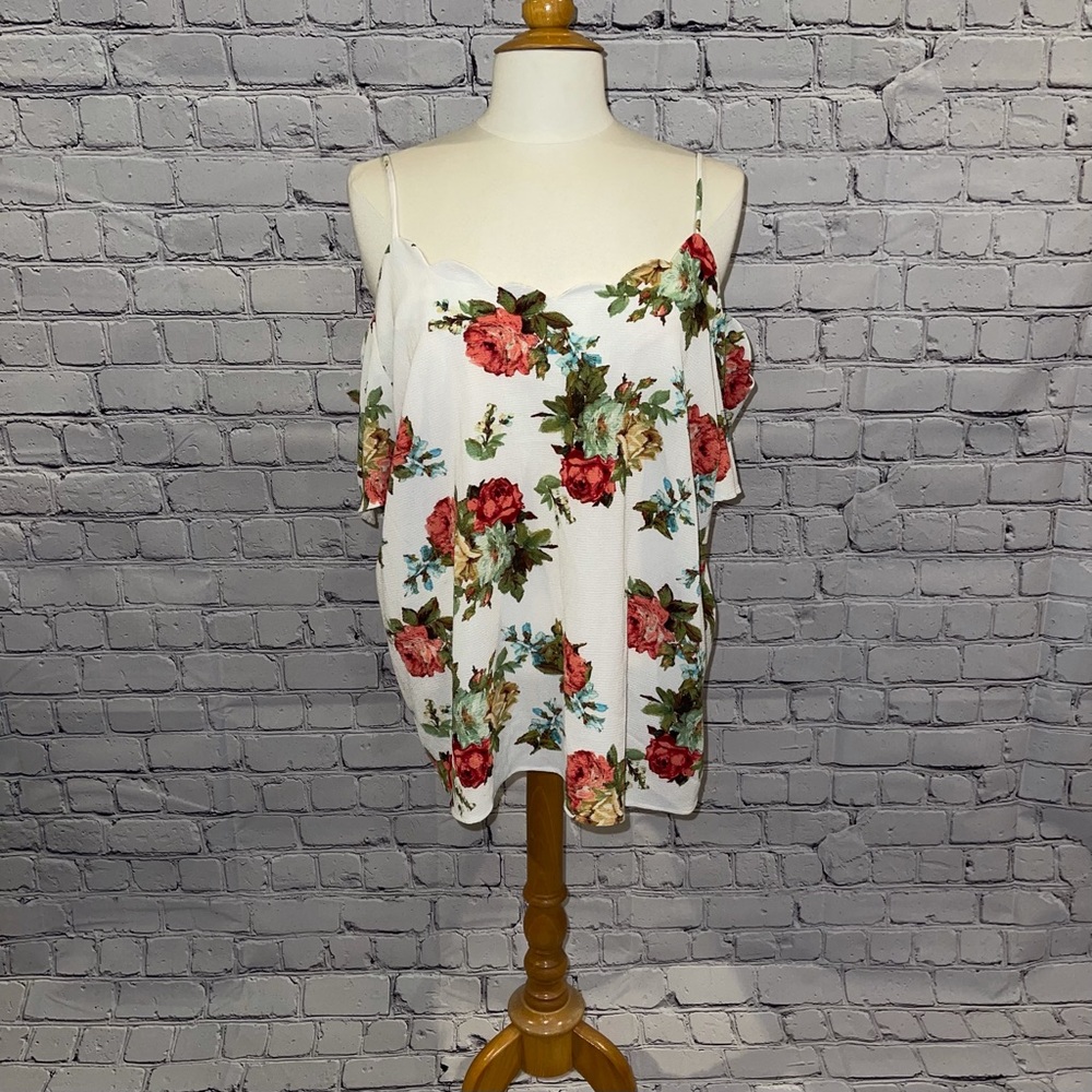 Rags to Wishes Floral Cold Shoulder Blouse